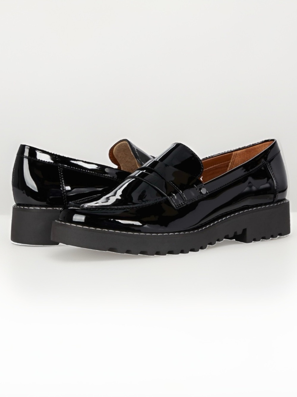 Franco Sarto Cassandra Patent Penny Loafers Womens Sz 10 Black Casual Shoes